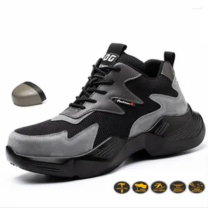 Botas Anti-rotura Anti-perforación Zapatos con punta de acero Seguridad para hombres Trabajo resistente al desgaste Zapatillas antideslizantes de suela gruesa
