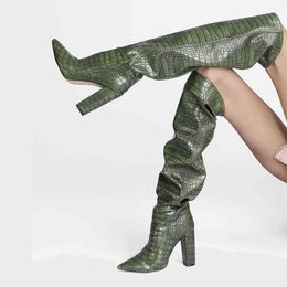 Boots Arden Furtado 2021 Fashion Winter talons grossiers 11cm marron pointu à odette verte Green High Classics Gris Gris Taille 45 46 220906