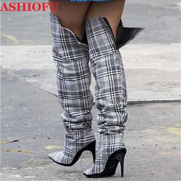 Boots Ashiofu Arrivée Handmade Fof's Over Knee Stiletto Heels Real Picture High High Evening Club Fashion Long Boot