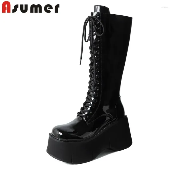 Botas Asumer 2024 zapatos gruesos de la cremallera