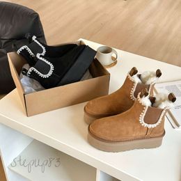 Botas Australia Negro Castaño Neumel Plataforma Botín Chelsea Shearling Gamuza botines cortos Mujer Niñas Bota de nieve Piel de oveja Lana Zapatos de piel