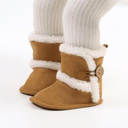 Botas Outono Bebê Meninas Inverno Flat Soft Anti-Slip Sole Booties Sapatos Quentes Berço Sapato Infantil Primeiros Caminhantes Nascidos
