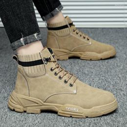 Botas Autumn High Top Work Shoes for Men Platform Fashion Fashion Quality Booties Outdoor Booties Zapatos de Hombre