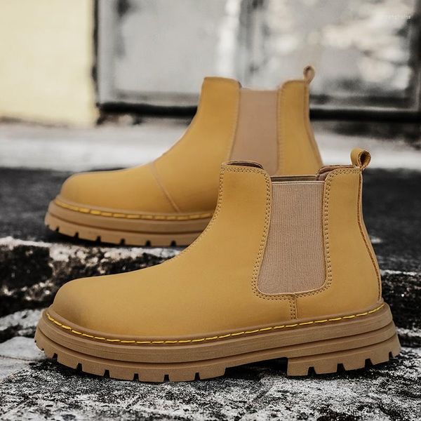 Bottes automne hommes résistant à l'usure imperméable haut-haut doux bas vêtements de travail anti-dérapant jaune hommes