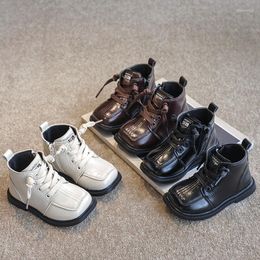 Liang Pi – bottes en cuir pour filles, chaussures de princesse confortables et respirantes, à semelles souples, pour garçons de 1 à 3 ans, mode automne hiver