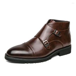 Botas Otoño Invierno Hombres Zapatos de cuero casuales High Top Business Gentleman Tobillo Formal M959
