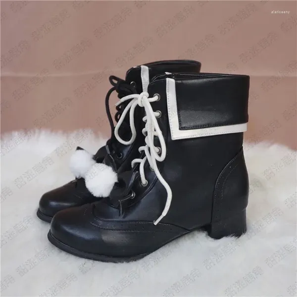 Botas otoño invierno dulce lolita zapatos de mujer universidad alto cordones kawaii anime japonés tobillo