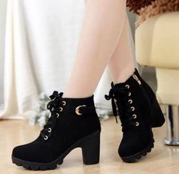 Bottes automne hiver femme femmes chaussures dames talon épais cheville talon haut plate-forme en caoutchouc neige 221122