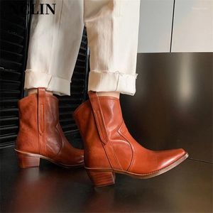 Bottes Automne / Hiver Femmes pointues Talons gros western Western for Fashion High Winter Boot 2024