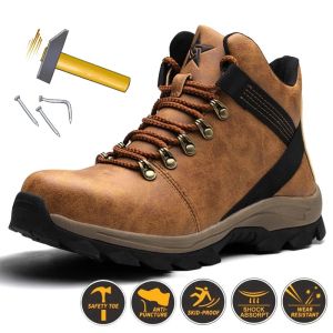 Bottes Chaussures de travail d'automne CE Steel Toecap Man Antismashing Man Working Safety Boots for Men Black confortable randonnée de randonnée Chaussures de sport