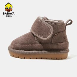 Boots Babaya Baby Snow Boots Boys Plush Cotton Shoes for Kids 2023 New Winter Shoes Children Girls Cotton Short Boots Thickened