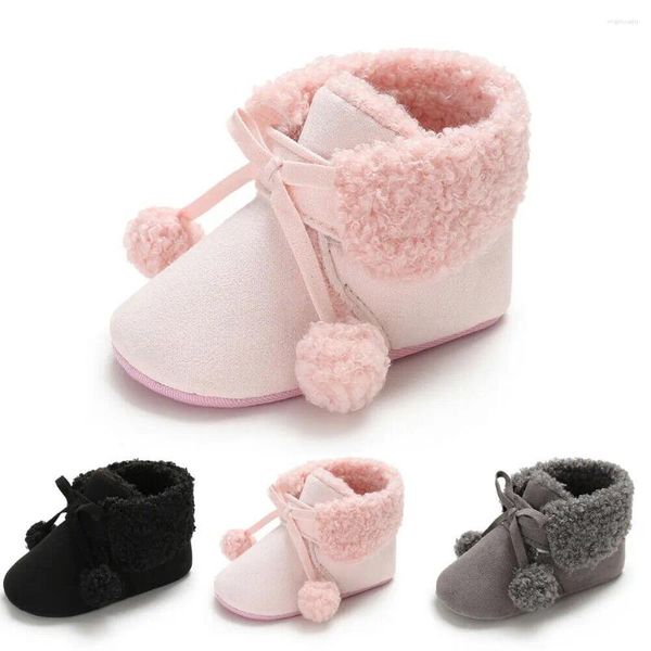 Botas Bebé Niña Niño Nieve Invierno Cálido Botines Sólidos Bebé Niño Nacido Suela Suave Zapatos De Cuna 0-18 Meses