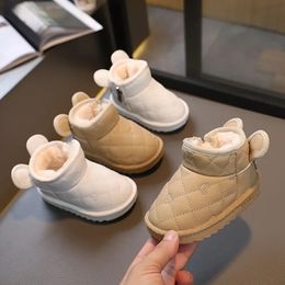 Bottes Bébé filles garçons dessin animé bottes de neige enfants épais en peluche hiver coton chaussures enfants bottes d'extérieur coupe-vent imperméable chaussures pour bébés 231214