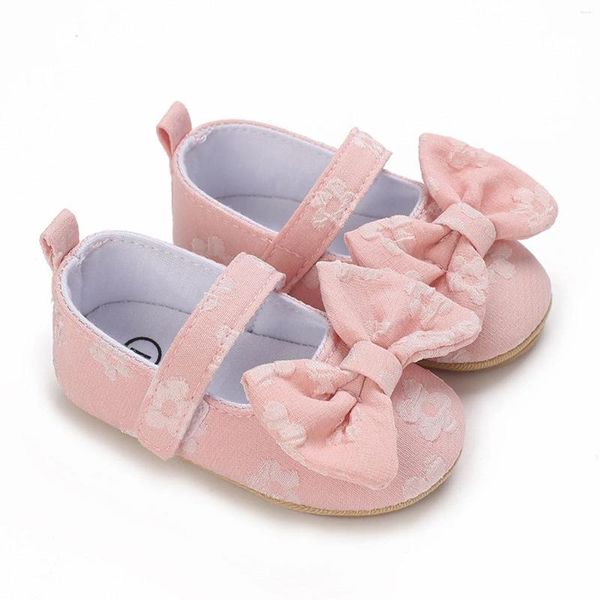 Boots Baby Girls Mary Jane avec Bownot Non Slip Soft Sof Sof Pu Leather Born Bord Toddler Cirb Dress Shoes 0 12 Slippers Toddlers