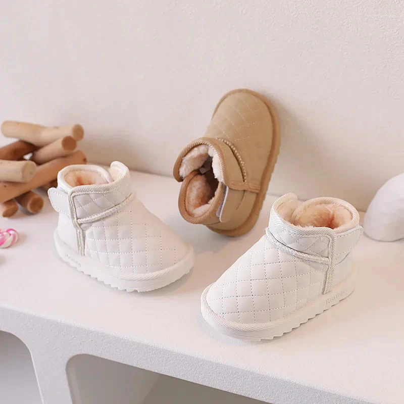 Boots Baby Snow Winter Plush And Thickened Cotton Shoes For Middle Young Children Warm Walking Boys