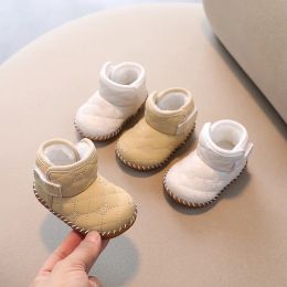 Boots bébé hiver nouveau bottes de neige chaude Unisexe en cuir mignon garçons filles chaussures en molleton coton coton baskets softs inférieur pour bébé chaussures bébé