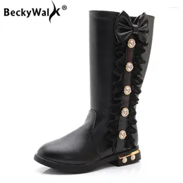 Boots Beckywalk 2024 Kids Girls Automne Hiver High Mid-Calf Snow Enfants Enfants Chaussures For Girl Princess CSH742