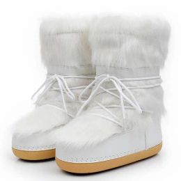 Bottes meilleure mode femmes 2023 hiver européen américain espace laine lune chaussures neige peluche thermique chaussures 221215