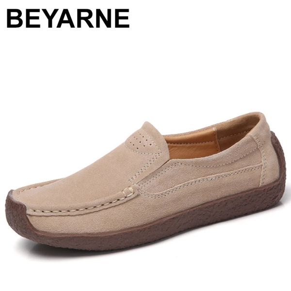 Botas Beyarne Women Zapatos en el barco de gamuza Slip en el dedo cuadrado Damas Flats Casual Tassel Nudo zapatos transpirables para mujeres Summer Nuevo