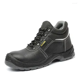 Botas de talla grande para Hombre, cubiertas de punta de acero para ocio, seguridad en el trabajo, zapatos de seguridad de cuero originales, herramientas, botines seguros para Hombre