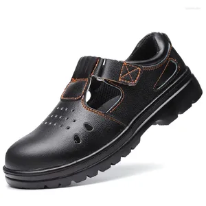 Bottes grande taille hommes chaussures de sécurité décontractées en cuir souple couvre-orteils en acier chaussure de travail respirant été sandales de sécurité sécurité mâle