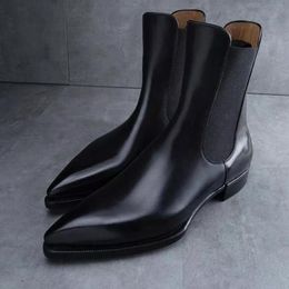 Boots Black Chelsea Business Men Ankle Slipon Round Toe Vintage Maat 3848 BOTAS DE TRABAJO HOMBRE 230817