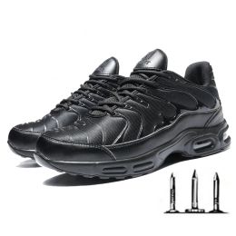 Boots Chaussures de sécurité noires hommes Toe en acier Boot Boot Lightweight Air Cushion Shock Absorption Abstinping Construction Sneaker