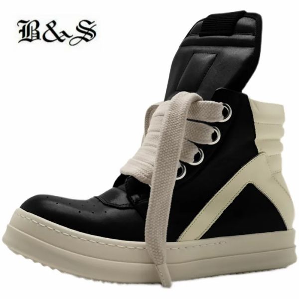 Botas Black Street 2022ss Big Geobasket Trainer Man Patchwork Hip Hop West Boot Zapatos Handmade