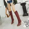 Boots Black Yellow White Knee High Western Cowboy pour les femmes Long Winter Point Toe Toe Cowgirl Heges Motorcycle