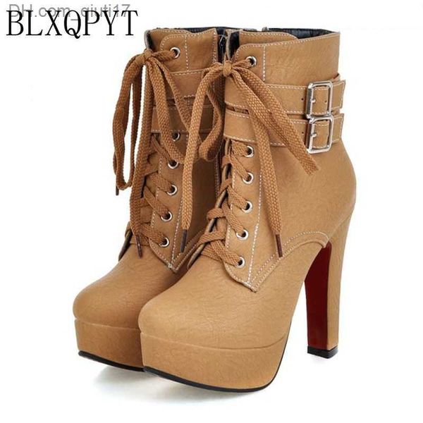 Bottes BLXQPYT grande taille 33-47 bottes courtes femmes sans bretelles mode bottines Sexy talons hauts printemps été hiver chaussures pour femmes X-2 Z230728