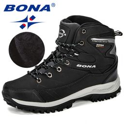 Laarzen bona heren laarzen winter man schoenen enkel laarzen mannen sneeuwlaarzen rond teen pluche houd warme mannen schoenen vaatup casual trendy schoenen 230309