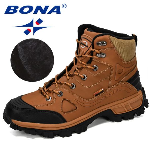 Bottes Bona Nouveaux designers Chaussures de randonnée en cuir Men Hiver Outdoor Mens Sport Shoestrekking Mountain Shoes Athletic Chaussures Man Man