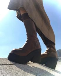 Bottes de plate-forme Bonjomarisa Bottes pour femmes Boots bruns talons