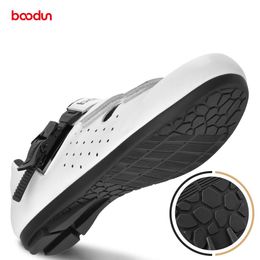 Boots BooDun en cuir en cuir Lockless Cycling Chaussures hommes et femmes sans verrouillage en caoutchouc respirant non galets de sport décontractés