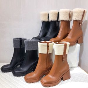 Bottes Betty Woody bottes de pluie pour femmes bottines antidérapantes à fond épais en caoutchouc pvc bottes hautes à plateforme jusqu'aux genoux chaussures de pluie imperméables noires bottes de neige d'extérieur