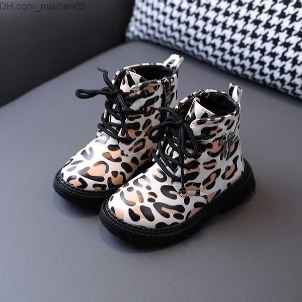 Botas Botas Moda Leopardo Estampado Niñas Niños Para Niños Estilo Británico Corto Primavera Otoño Niños Infant Toddle Shoes 220929 Z230719