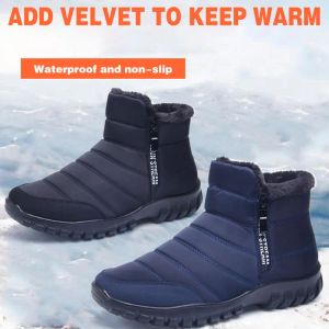 Boots Boots Men 2022 Hiver PU imperméable Snow Flat Flat Casual Winter Ankle Boots For Women Plus taille Couple Chaussures Chaussures chaudes