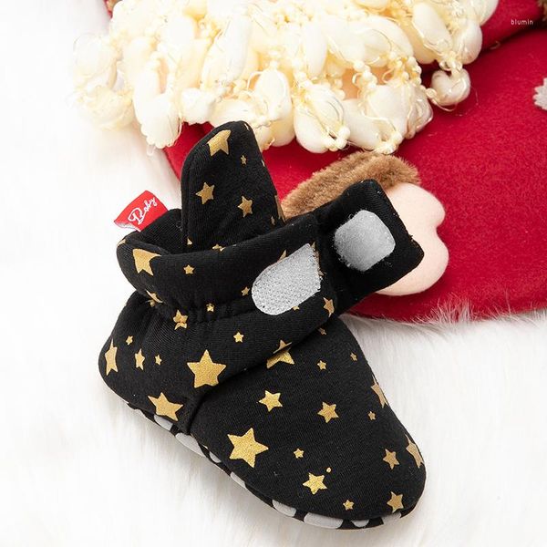 Botas Born Girl Snow Christmas Star Print Winter Tobillo Cálido Bebé Zapatos para caminar para niños pequeños