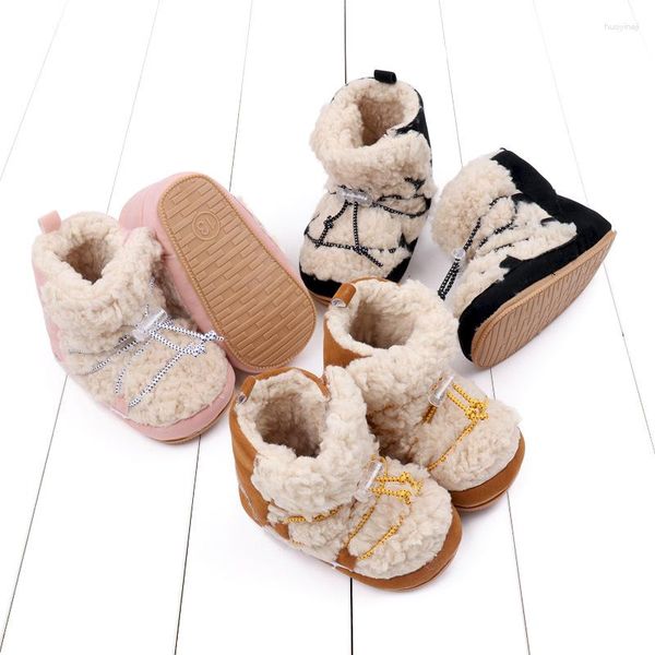 Botas Born Girls Snow Coral Fleece Invierno Lindo Tobillo Cálido Bebé Zapatos para caminar para niños pequeños