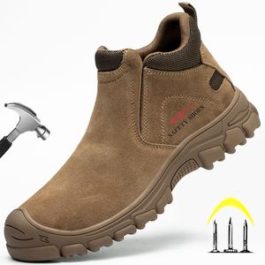 Botas Borwn Botas para hombre Zapatos de trabajo cómodos Zapatos de seguridad con puntera de acero Zapatillas antigolpes Zapatos indestructibles a prueba de pinchazos 230920