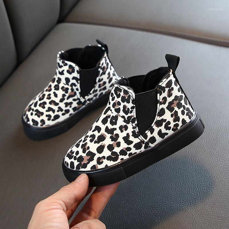 Boots Botas Fashion Ankle Boot Leopard Print Girl Shoe Kids Boy Anti Slip Soft Sole Canvas Botines 2023 Children Sneakers Kid