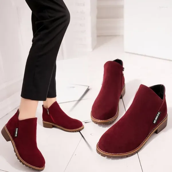 Botas Botas Mujer Otoño Invierno Tacón bajo Bota de tobillo Mujeres 2024 Vintage Manga corta Zapato de estudiante Zapatos de mujer