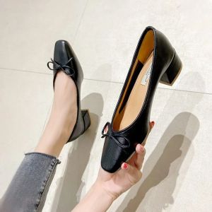 Boots Bow Ballet High Heels Chaussures Femme Basic Pumps 2022 Fashion Round Bow Work Shoe Fashion Fashion Femme Femmes Posse Zapatos de Mujer