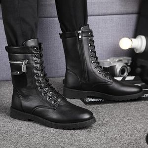 Bottes Marque armée bottes hommes chaîne militaire hommes bottes crâne métal boucle à lacets mâle moto Punk bottes chaussures pour hommes Rock 231116
