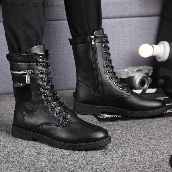 Bottes Marque Armée Bottes Hommes Chaîne Militaire Bottes Hommes Crâne Boucle En Métal Dentelle Hommes Moto Punk Bottes Hommes Chaussures Rock 2019 Z230803