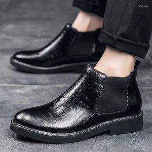 Laarzen merk zwart lederen kwastjes schoenen voor mannen dikke bodem punk Britse stijl ontwerp carrière platform perfect dagelijks gebruik groot formaat