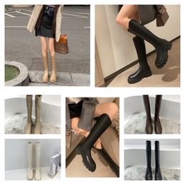 Bottes Marque Design Tabi Split Toe Chunky Talon Haut Femmes En Cuir Zapatos R Mode Automne Chaussures Botas 35-40