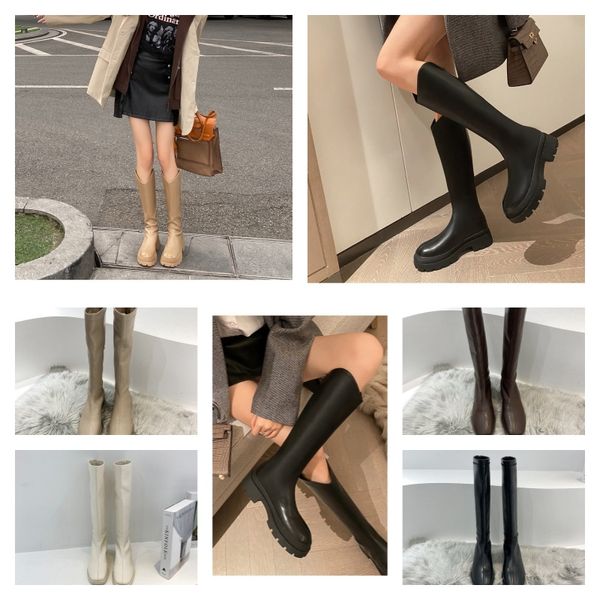 Bottes Marque Design Tabi Split Toe Chunky Talon Haut Femmes En Cuir Zapatos R Mode Automne Chaussures Botas 35-40