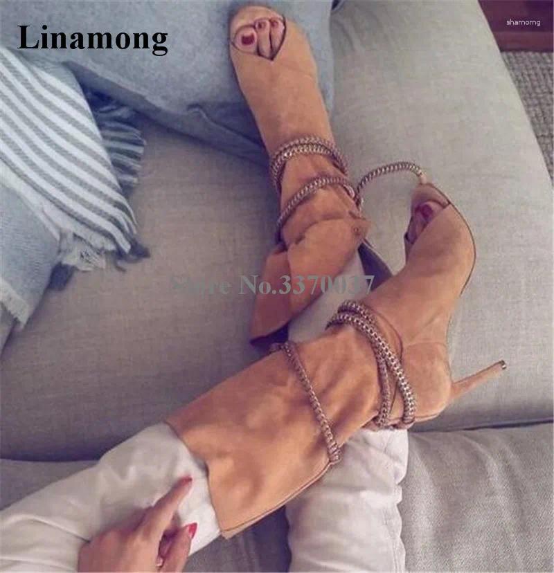 Buty Design Design Women Fashion Peep Toe Suede skórzana cienki pięta Mid-Calf Gladiator wycięte koronkowe wysokie