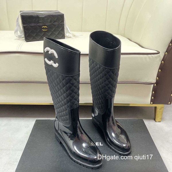 Boots Brand Designer Welly Rain Boots Designer Platform Letter Ringer Fashion Black mais Knee Long Women Z230720